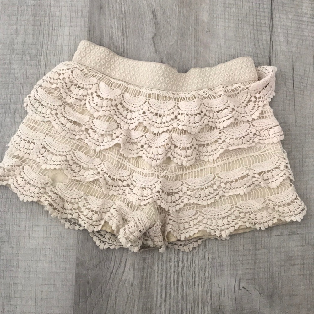 White Fringe Shorts